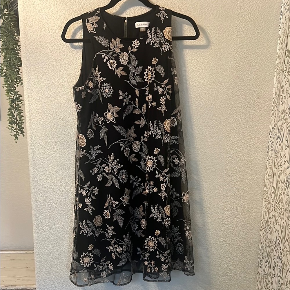 Calvin Klein Black Floral Dress
